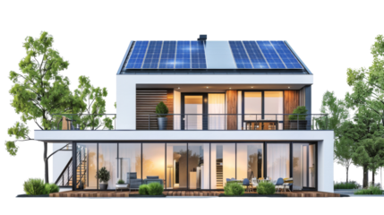 Modern house with solar panels
