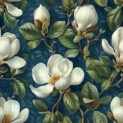 Creamy White Magnolia Botanical Design
