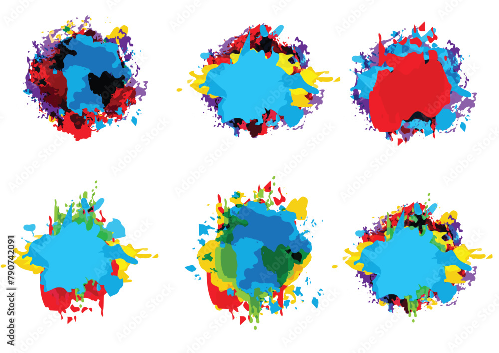 Poster abstract vector splatter set color background design. illustration vector design.