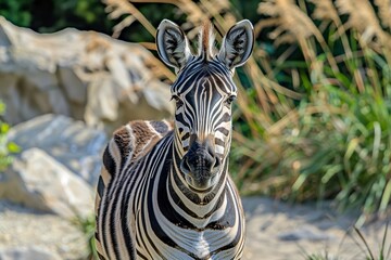 Zebras Face With Herd in Background