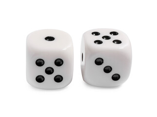 Two dices isolated on white. Game cubes