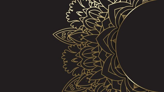 Dark brown with Golden Mandala, 4k video, HD video, animation with seamless looping, Editable Video background.