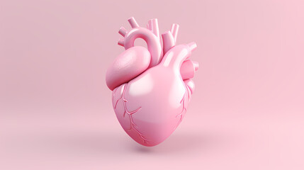 Heart 3D rendering on pink background