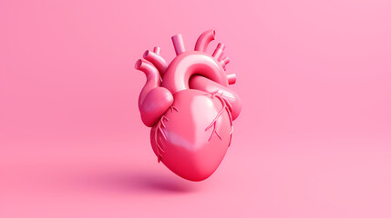Heart 3D rendering on pink background