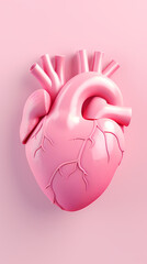 Heart 3D rendering on pink background