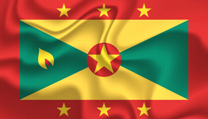 Grenada national flag in the wind illustration image