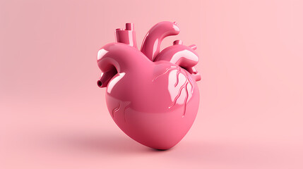 Heart 3D rendering on pink background
