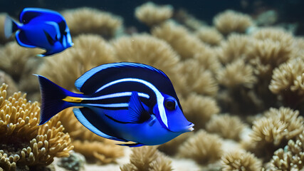 Blue tang Fish in the sea