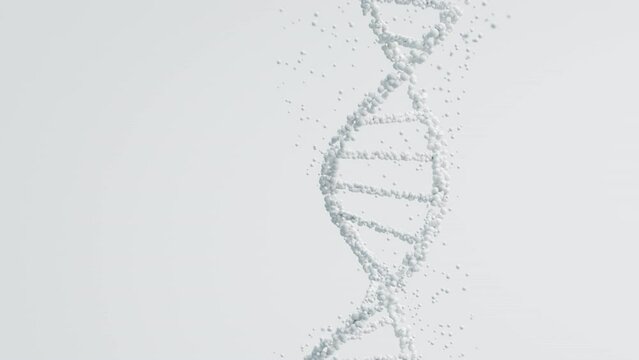 DNA double helix in white against a clean background. Genetic purity and medical research.