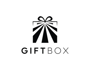 Abstract square gift box icon with letter gift vector logo design, gift box logo design, gift box with love tag vector logo design