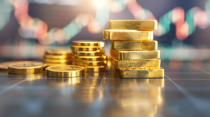 Gold price make a new high and all time high concept, demand for more gold storage - obrazy, fototapety, plakaty