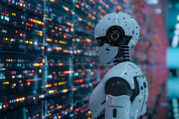 Fototapeta premium The automation of repetitive tasks and workflows enabled by AI in organizations, the integration of AI for organization efficiency