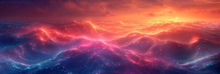 Fototapeta premium Sunset Transition - Vibrant Purple Hues Fade into Calm Blue Twilight