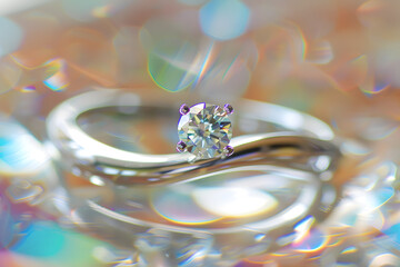 Diamond ring on bokeh background.