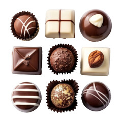 Various types of chocolate, sweet and delicious.