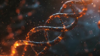 3D Rendering of a Glowing DNA Molecular genomes structure concept of biochemistry - obrazy, fototapety, plakaty