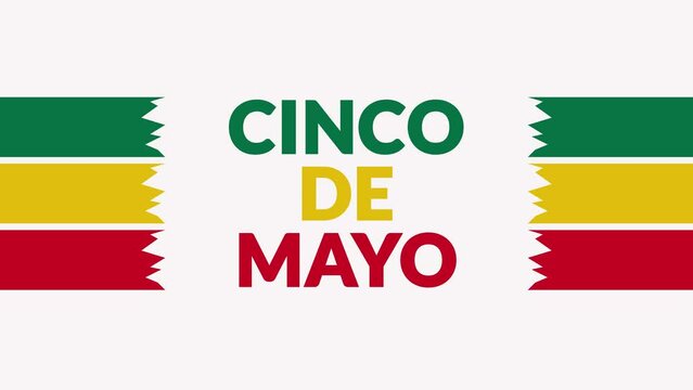 Cinco de Mayo seamless looping Text Animation with side lines on white background, Cinco de Mayo motion graphic video for enjoying and celebrating Cinco de Mayo event.