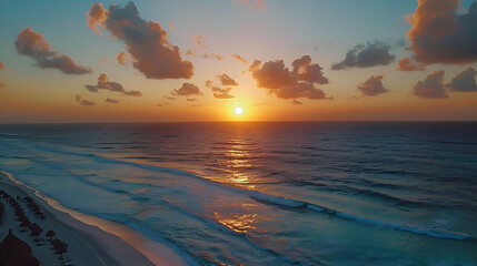 Sunrise over the beach in Cancun - obrazy, fototapety, plakaty