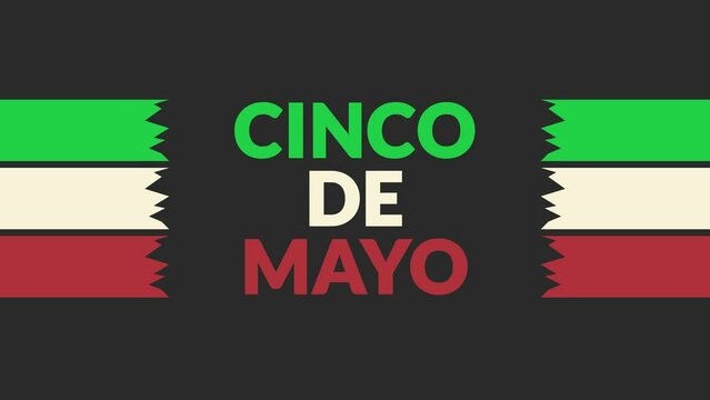 Cinco de Mayo with side lines Animation on black background, Cinco De Mayo motion graphic video for enjoying and celebrating Cinco de Mayo event.