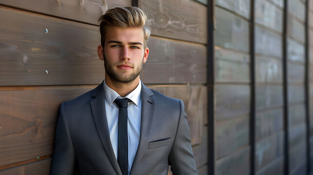 Stylish Young Man in Suit and Tie