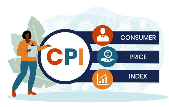 CPI : Consumer Price Index acronym. typography design illustration with line icons