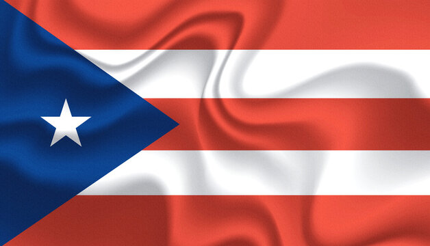 Puerto Rico national flag in the wind illustration image