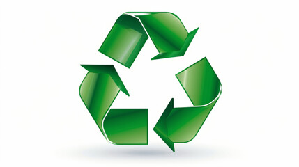 Obraz premium A clean and simple image featuring a prominent green recycling sign against a pristine white background, highlighting the concept of eco-friendly practices.