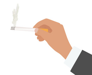 Hand hold cigarette. vector illustration