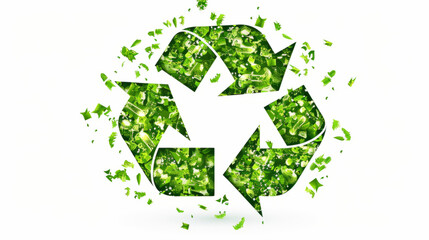 A clean and simple image featuring a prominent green recycling sign against a pristine white background, highlighting the concept of eco-friendly practices.