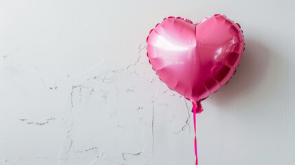 A pink heart baloon on white background