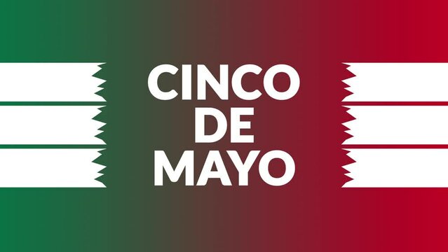 Cinco de Mayo animation on mexico flag colors background, Cinco De Mayo with side lines pattern background for celebrating Cinco de Mayo event
