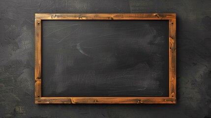 AI generated illustration of a blank wooden chalkboard on chalky surface with room for text