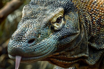 Obraz premium Close-Up of a Lizard With Tongue Out