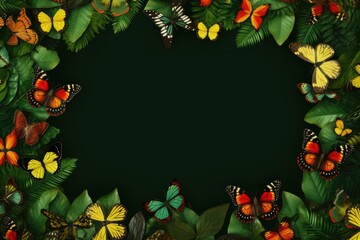Multicolored butterflies on a white summer background
