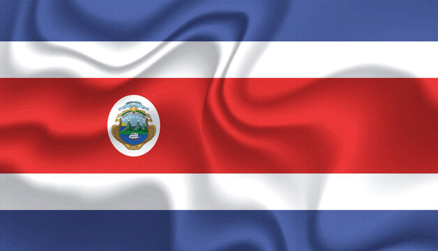Costa Rica national flag in the wind illustration image