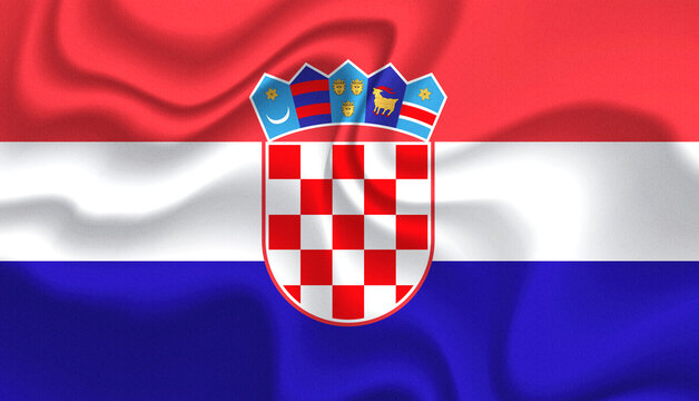 Croatia national flag in the wind illustration image