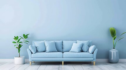 Modern interior design featuring a green sofa creates a calming living space