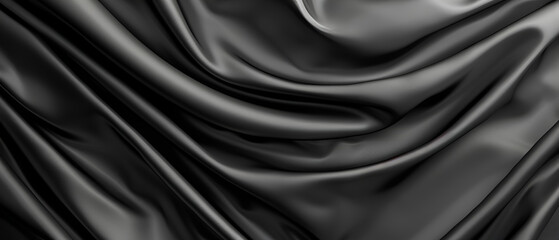Abstract liquid wave background texture,Black wavy satin silk abstract background with folds and waves,Abstract background luxury cloth waves,dark wavy soft wrinkled fabric - obrazy, fototapety, plakaty