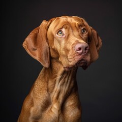Adorable Hungarian Vizsla: Studio Shot of a Beautiful, Curious, and Cute Dog, Bred for Attention and Alone Time