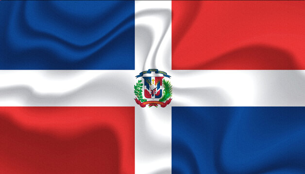 Dominican republic national flag in the wind illustration image