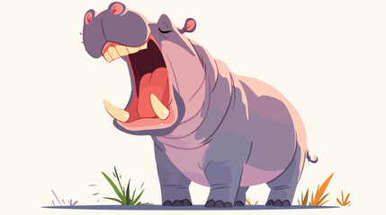 Cartoon Hippo with open mouth 2d flat cartoon vacto