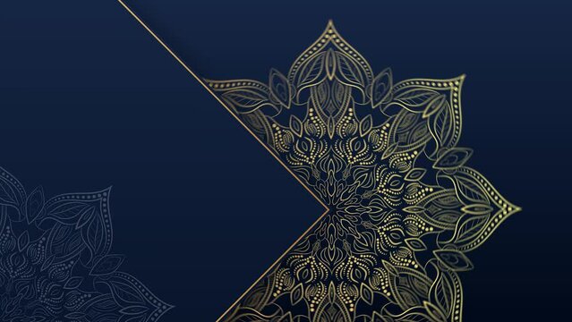 Dark blue mandala white circle design  animation video, 4k video, hd video with seamless looping, landscape editable background.