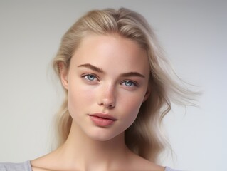 Naklejka premium Photo of a young woman for a beauty magazine with fresh, clear skin against a white background