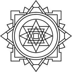 Sri Yantras Mandala | Sri Yantras Coloring Page Mandala |  Mind Relaxing Coloring  Page  |  Indian Mandala  Meditation Drawing  |  Adults Coloring Page Mandala  | Easy Outlines Drawing  