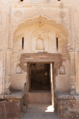 Facade of the Rani mahal ruined palace in Kalinjar Fort, Kalinjar, Banda District, Uttar Pradesh, India, Asia