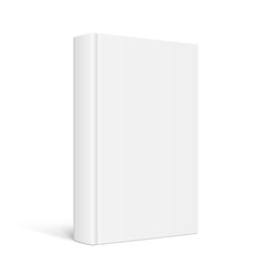 Vector mock up of standing book with white blank cover isolated.