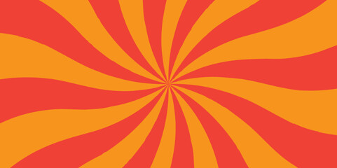 Abstract orange and red retro with sunburst pattern colorful design. Vintage sunrays illustration swirl grunge backdrop line. sun beam vector banner design and comic burst gradient concept pattern.