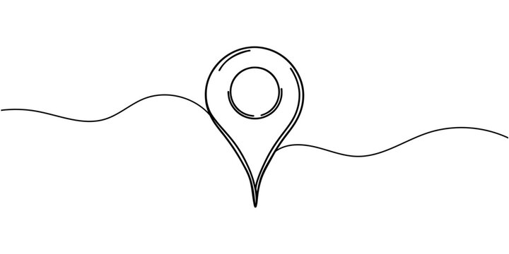 Map pin line background. One line drawing background. Continuous line drawing of GPS icon. Vector illustration
