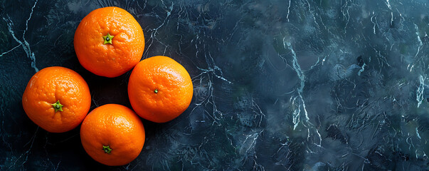 Fruit Fresh ripe orange tangerine top view on a dark background with copy space for text.  generative ai