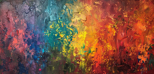 Obraz na płótnie Canvas A symphony of color and texture in an abstract oil painting, evoking a sense of depth and emotion.